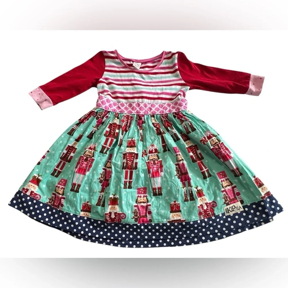 size 5t christmas dresses KPea Girls Ruffle Long Sleeve Nutcracker Dress Chest x Length